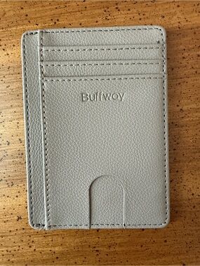 Bullway Slim Faux Leather Card Holder in Light Gray